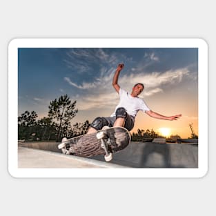 Skateboarder in a concrete pool Sticker